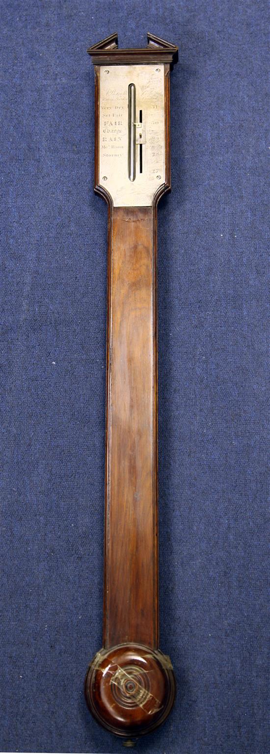 A George III mahogany stick barometer, 3ft 2in.